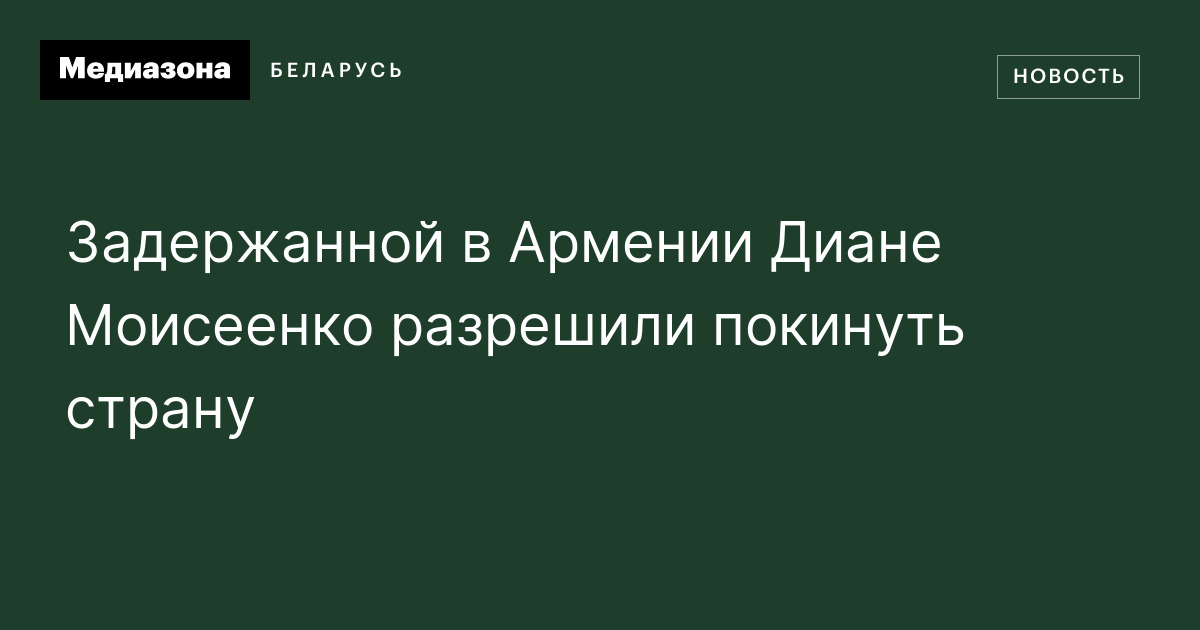 Задержанной в Армении Диане Моисеенко разрешили покинуть страну